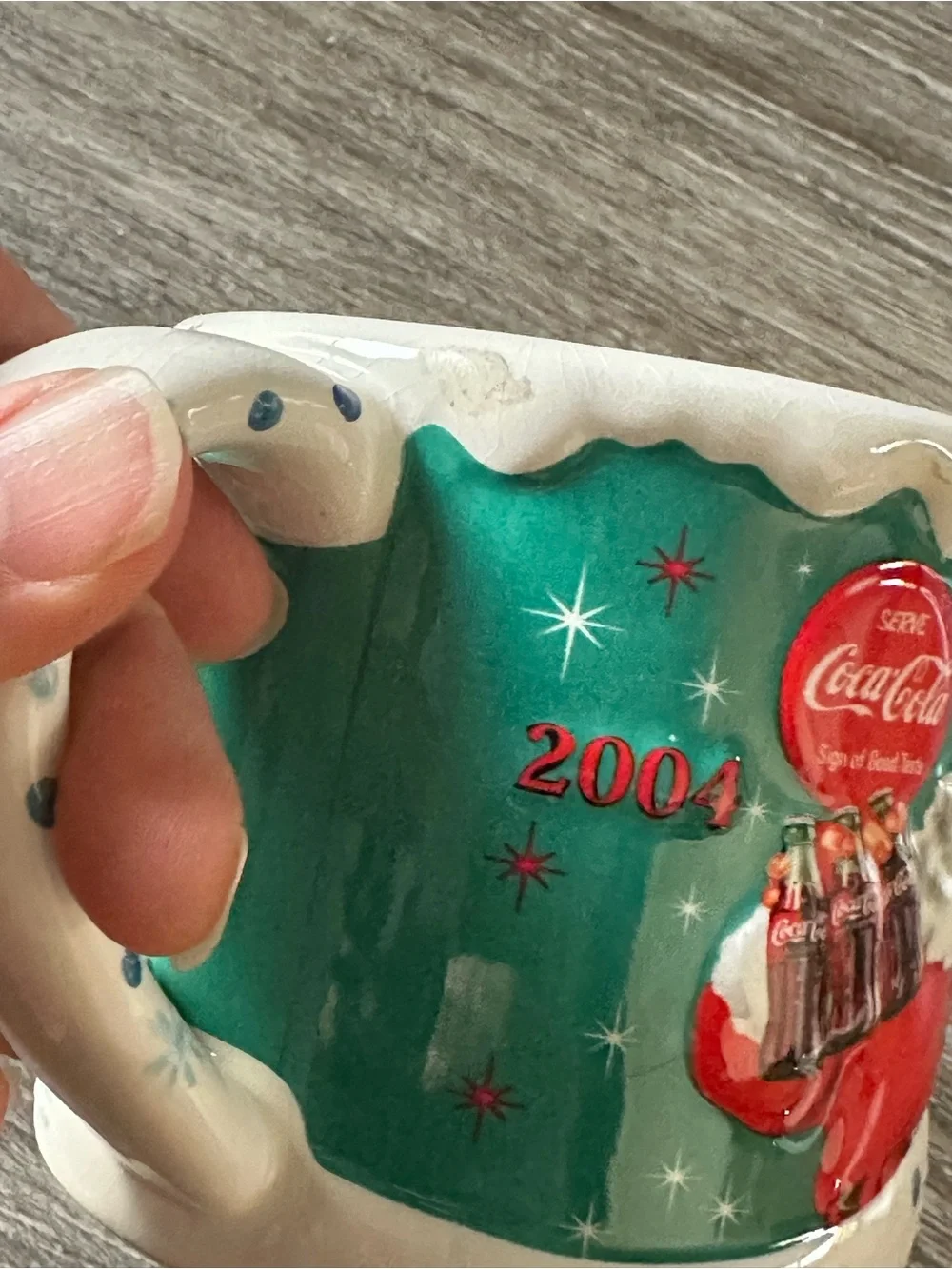 Houston Harvest Coca-Cola Christmas mug from 2004 & Glass Cup